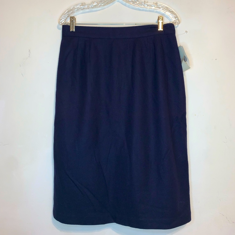 Vintage Royal Studio Navy Blue Wool Skirt 14